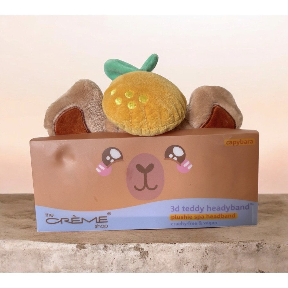 The Crème Shop 3D Teddy HeadyBand Plushie Spa Capybara Elastic Band. NIB